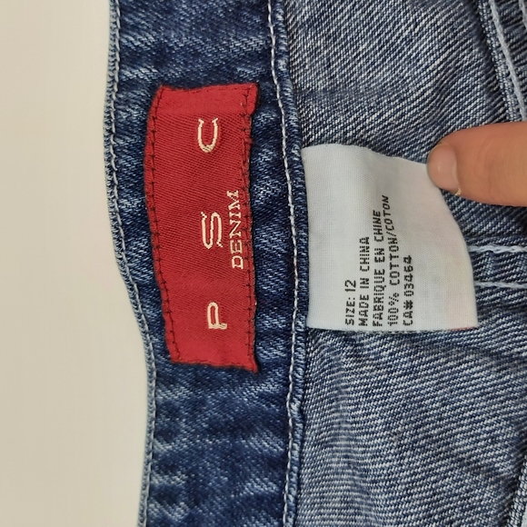 Blue High Rise Red Stripe Cotton Denim Shorts - Picture 9 of 10